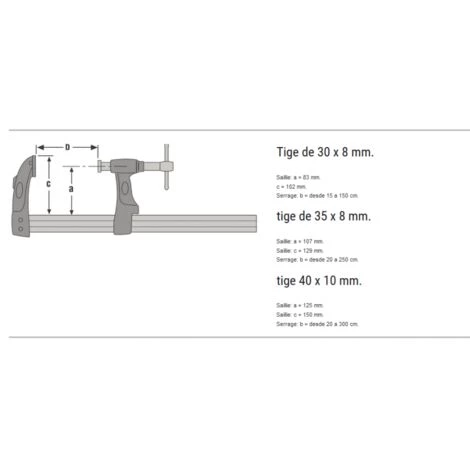 Serre Joint à Pompe - Saillie : 140mm - Serrage : 400 Mm - Tige : 40x10 - URKO 5 Serre Joint à Pompe - Saillie : 140mm - Serrage : 400 Mm - Tige : 40x10 - URKO – Image 3